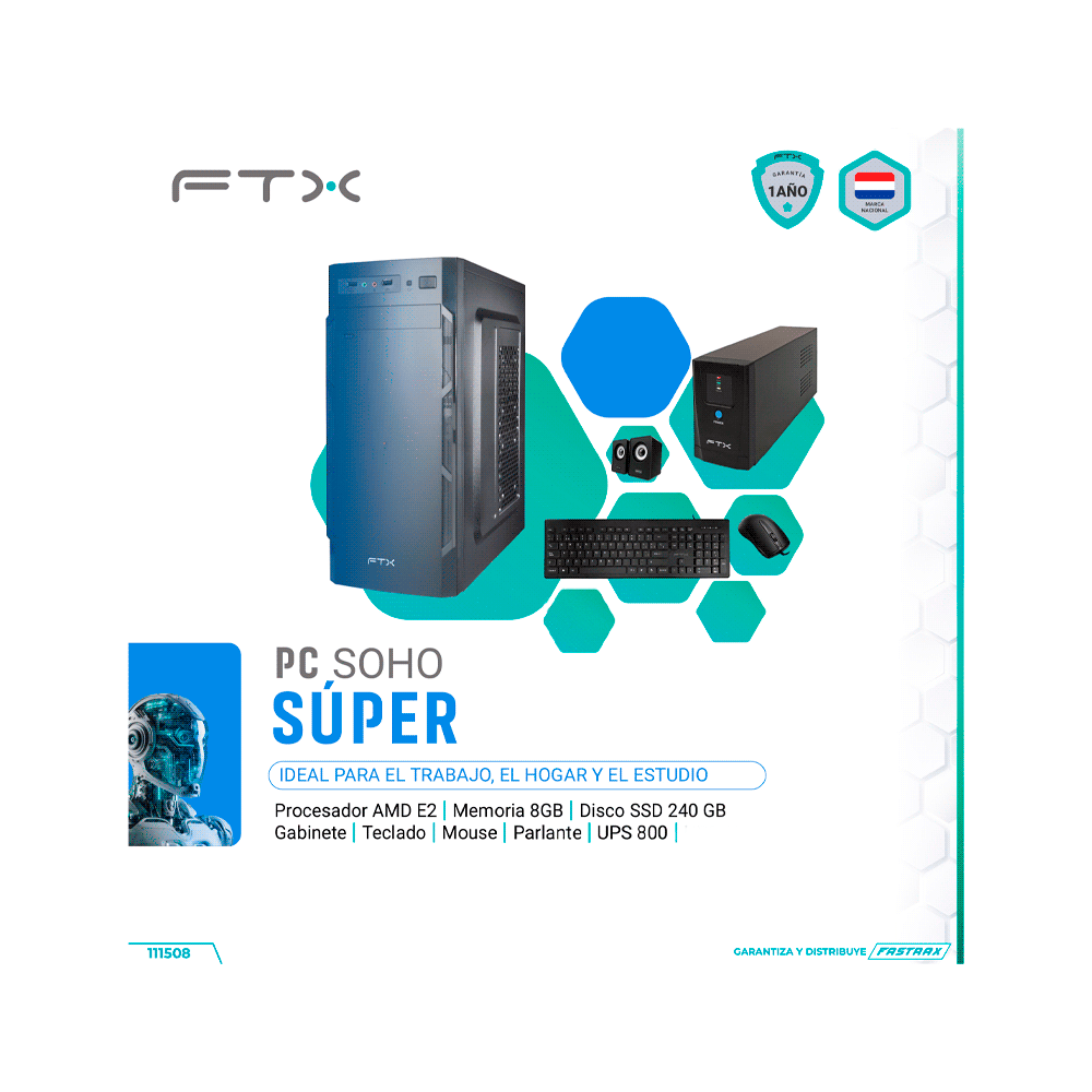 COMP  FTX SOHO SUPER E2/240/8+UPS 600+TECLADO+MOUSE+SPK