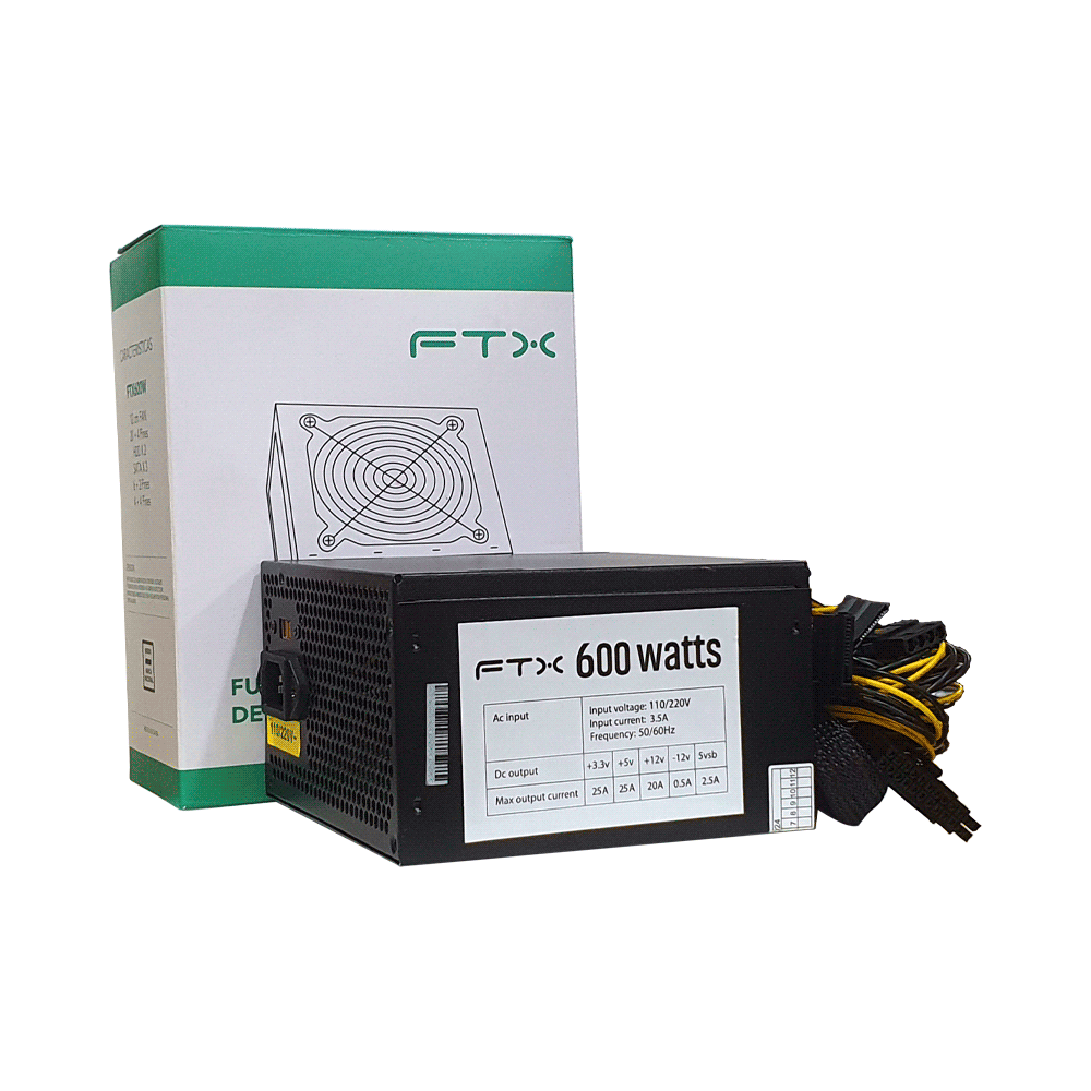 FUENTE  600W FTX FTX600W NEGRO 110/220V 060406