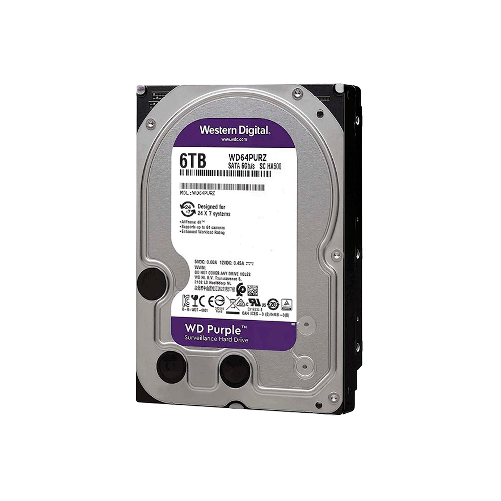 HD SATA3  6TB WD PURPLE 5400 256MB WD64PURZ SURVEILLANCE GARANTIA BR
