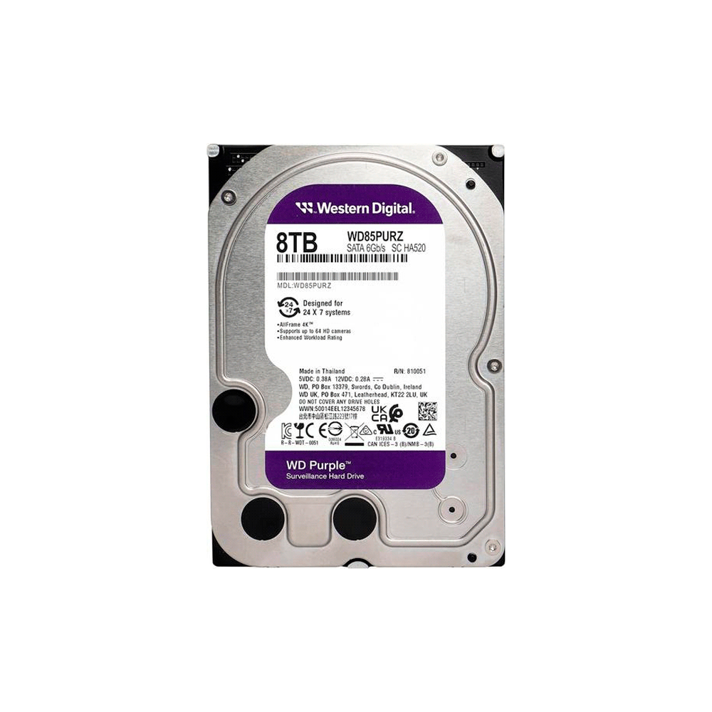 HD SATA3  8TB WD PURPLE 5640 256MB WD85PURZ SURVEILLANCE GARANTIA BR