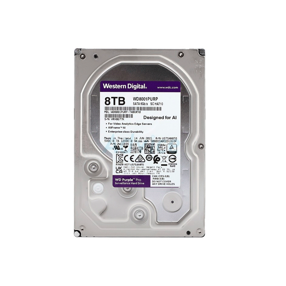 HD SATA3  8TB WD PURPLE PRO 7200 256MB WD8001PURP SURVEILLANCE