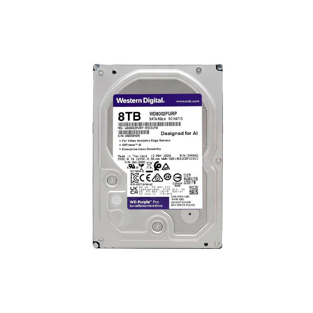 HD SATA3  8TB WD PURPLE PRO 7200 256MB WD8002PURP SURV GARANTIA BR
