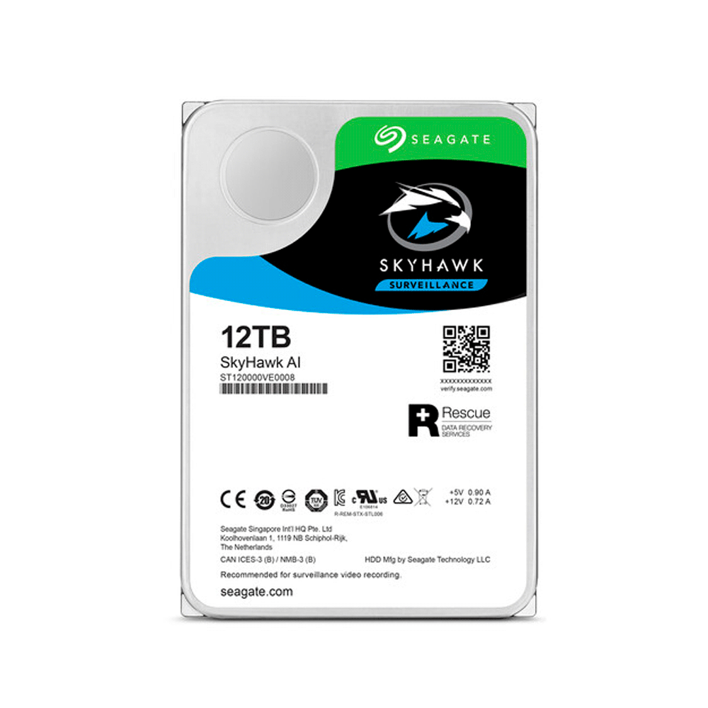 HD SATA3 12TB SEAGATE SKYHAWK AI 7200 256MB ST12000VE001 SURV GARANTIA