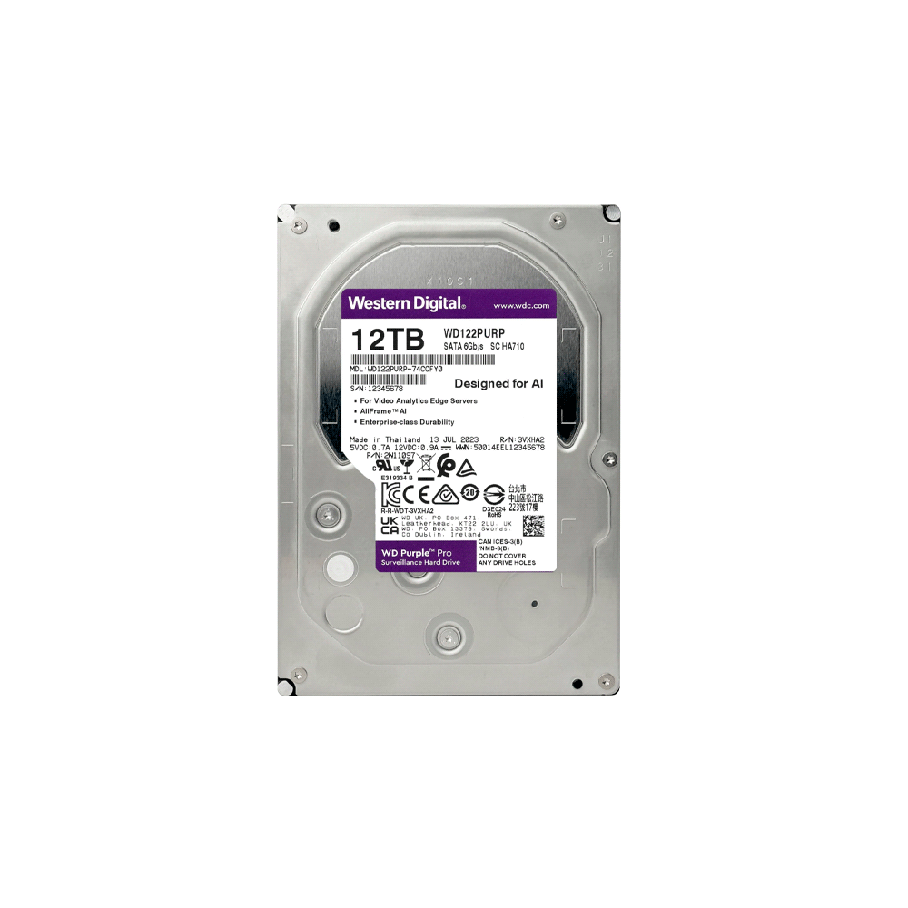 HD SATA3 12TB WD PURPLE PRO 7200 512MB WD122PURP SURV GARANTIA BR