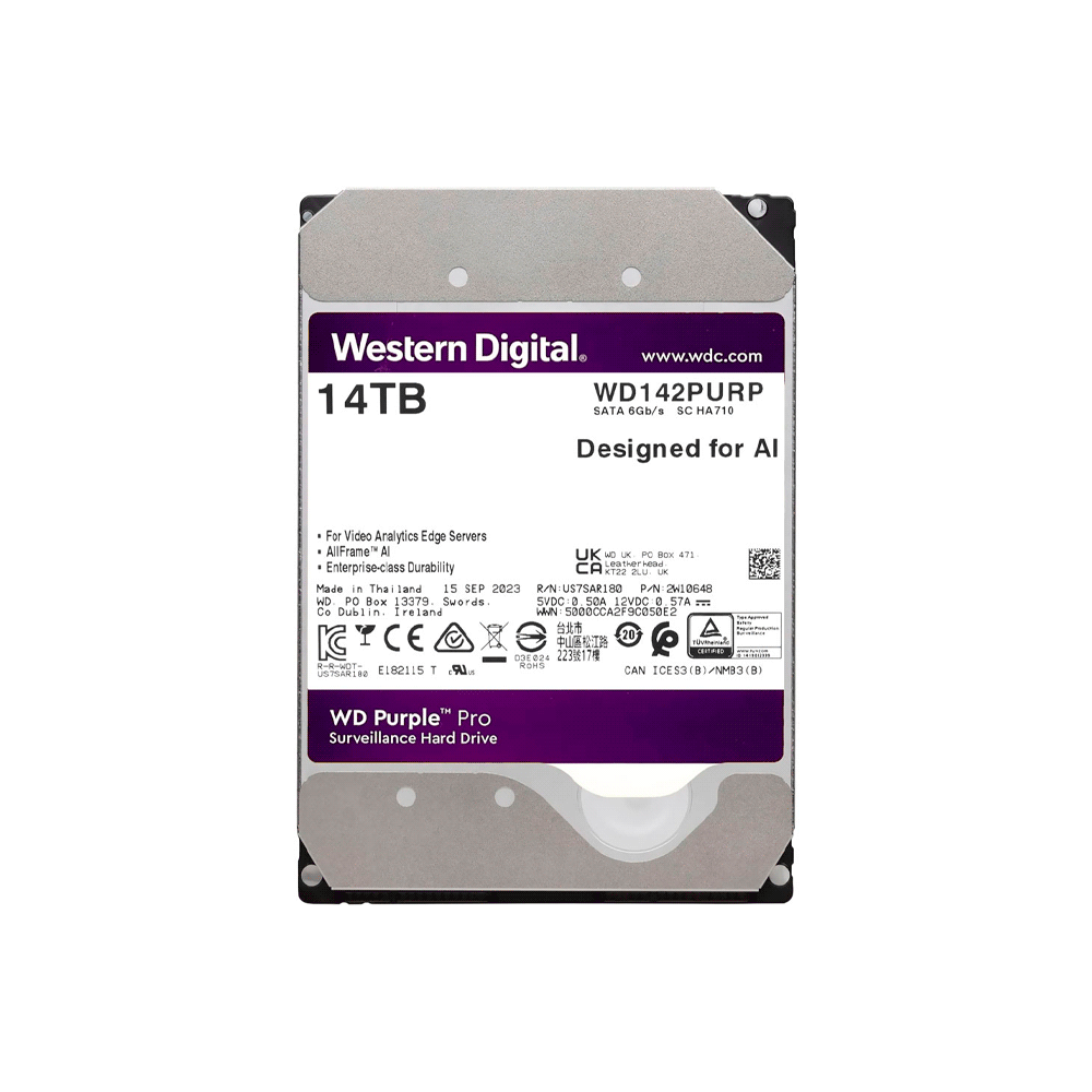 HD SATA3 14TB WD PURPLE PRO 7200 512MB WD142PURP SURV GARANTIA BR