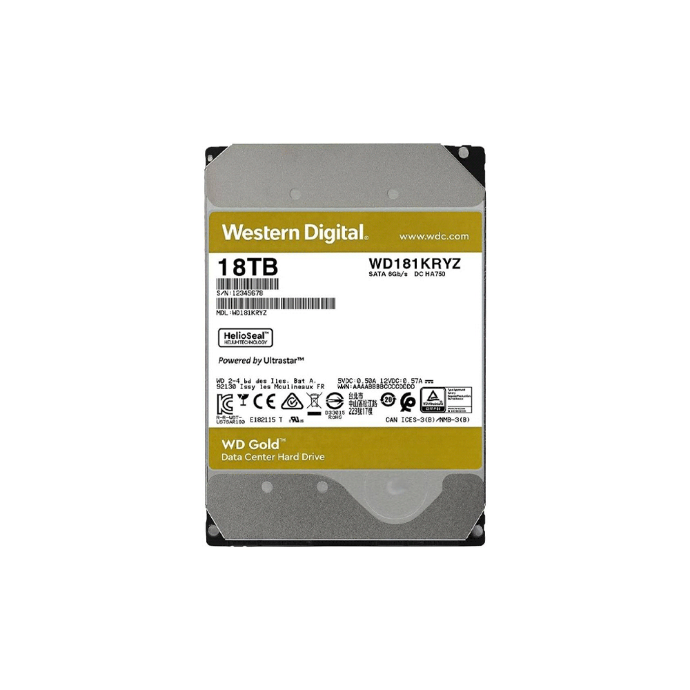 HD SATA3 18TB WD GOLD ENTERPRISE 7200 512MB WD181KRYZ GARANTIA BR