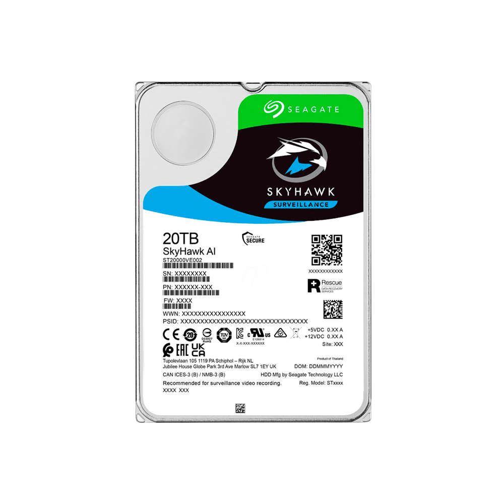 HD SATA3 20TB SEAGATE SKYHAWK AI 7200 256MB ST20000VE002 SURV GARAN BR