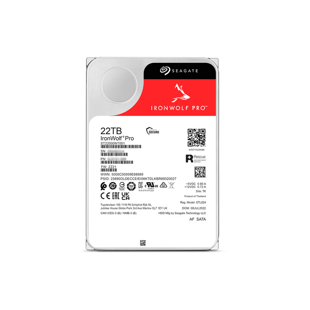HD SATA3 22TB SEAGATE IRONWOLF PRO 7200 512MB ST22000NT001 SURVEILL