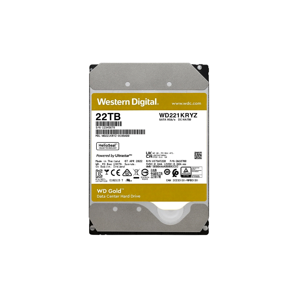 HD SATA3 22TB WD GOLD ENTERPRISE 7200 512MB WD221KRYZ GARANTIA BR