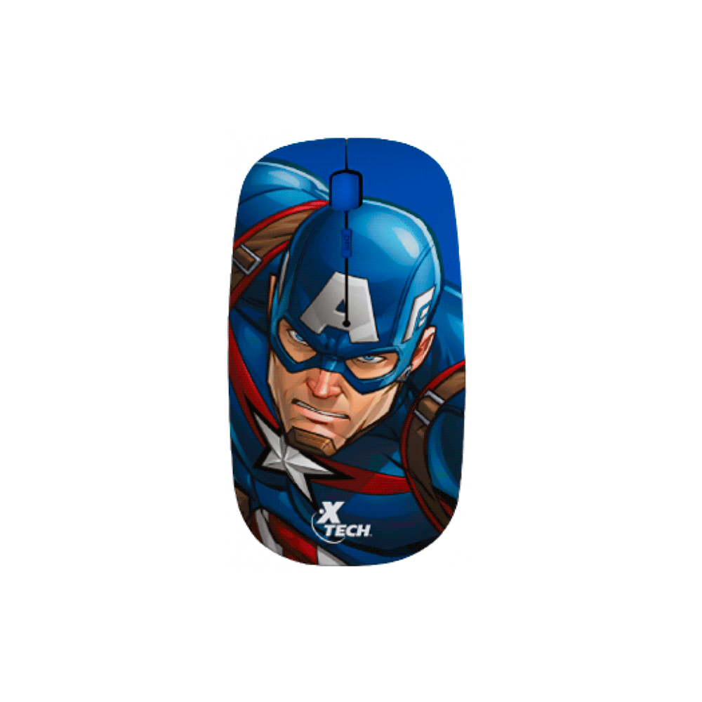 MOUSE WIR XTM-M340CA CAPITAN AMERICA XTECH 1600DPI/4 BOT/AZUL PSJ