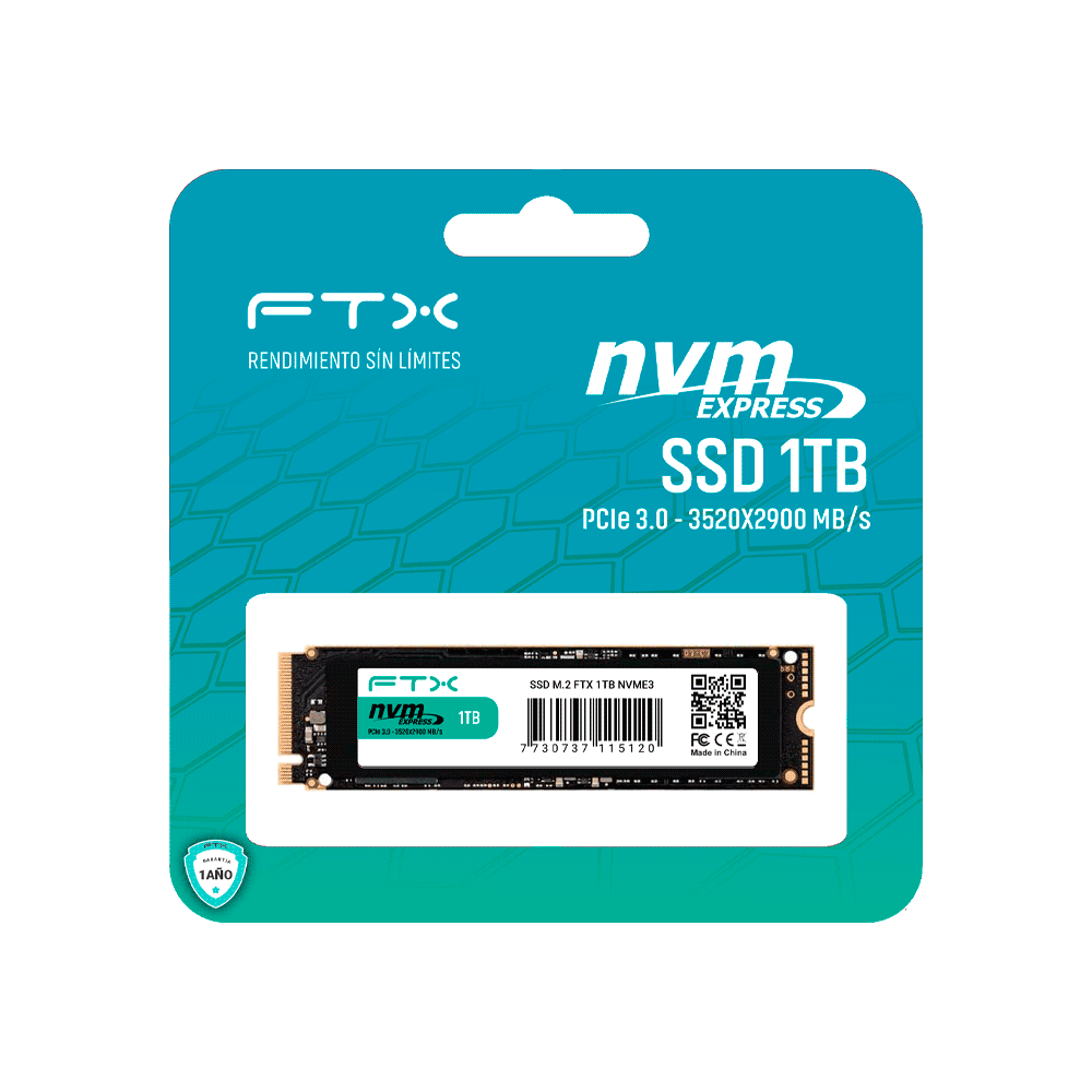 SSD M.2 NVME   1TB FTX 3520/2900 115120 PCIE 3.0 1 A¥O GARANTIA