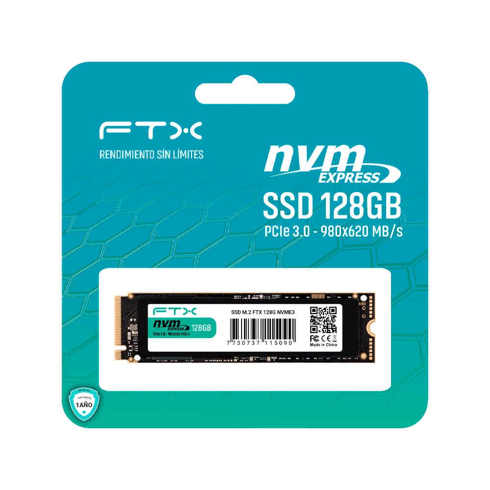 SSD M.2 NVME  128GB FTX 980/620 115090 PCIE 3.0 1 A¥O GARANTIA