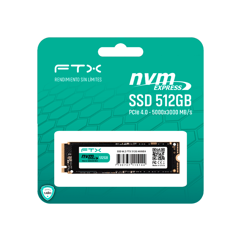 SSD M.2 NVME  512GB FTX 5000/3000 115144 PCIE 4.0 1 A¥O GARANTIA