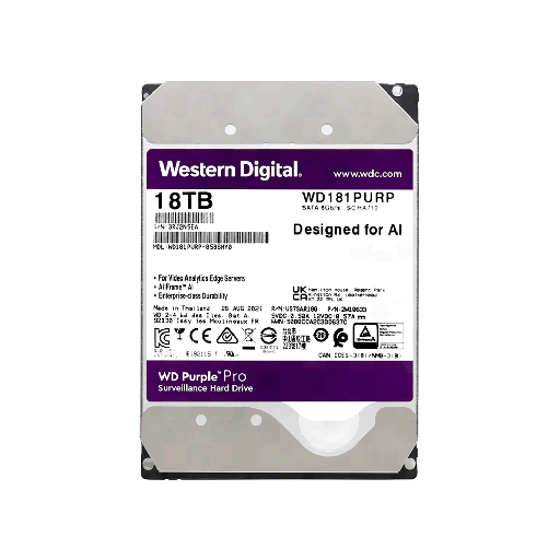 [91879] HD SATA3 18TB WD PURPLE PRO 7200 512MB WD181PURP SURVEILLANCE