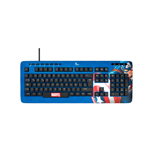[94214] TECLADO USB XTECH XTK-M401CA CAPITAN AMERICA ESP/AZUL/MULTIMEDIA PSJ