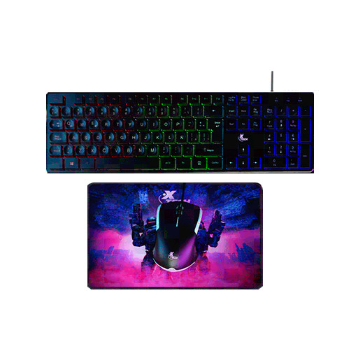 [94351] TECLADO+MOUSE+MOUSEPAD XTECH XTK-535S HASHA 3EN1 RGB/USB/ESP