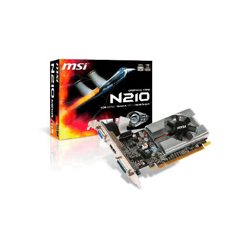 [51200] VGA N210 1GB MSI DDR3 VGA/DVI/HD N210-MD1G/D3 912-V809-3634